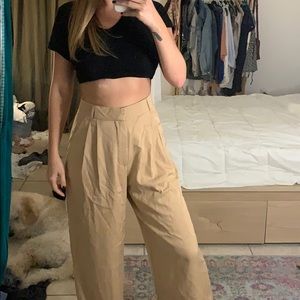 High waisted pleated wide leg pants